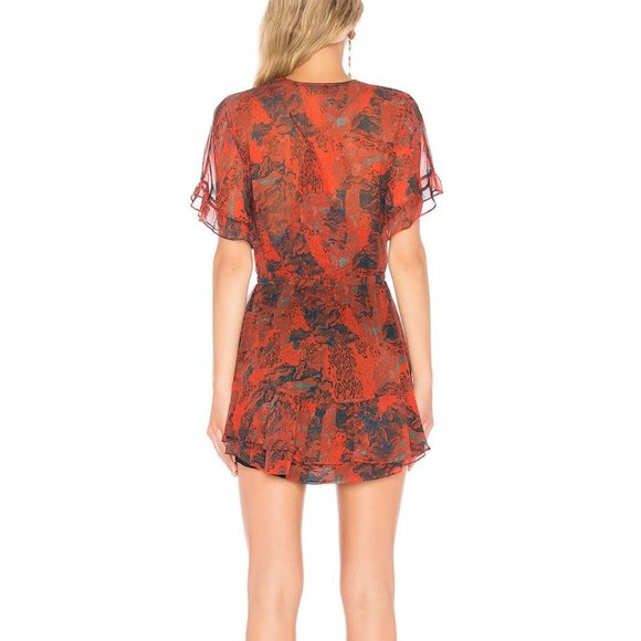 IRO "Kizz" Red and Blue Floral Chiffon Dress - 34 - Picture 8 of 8